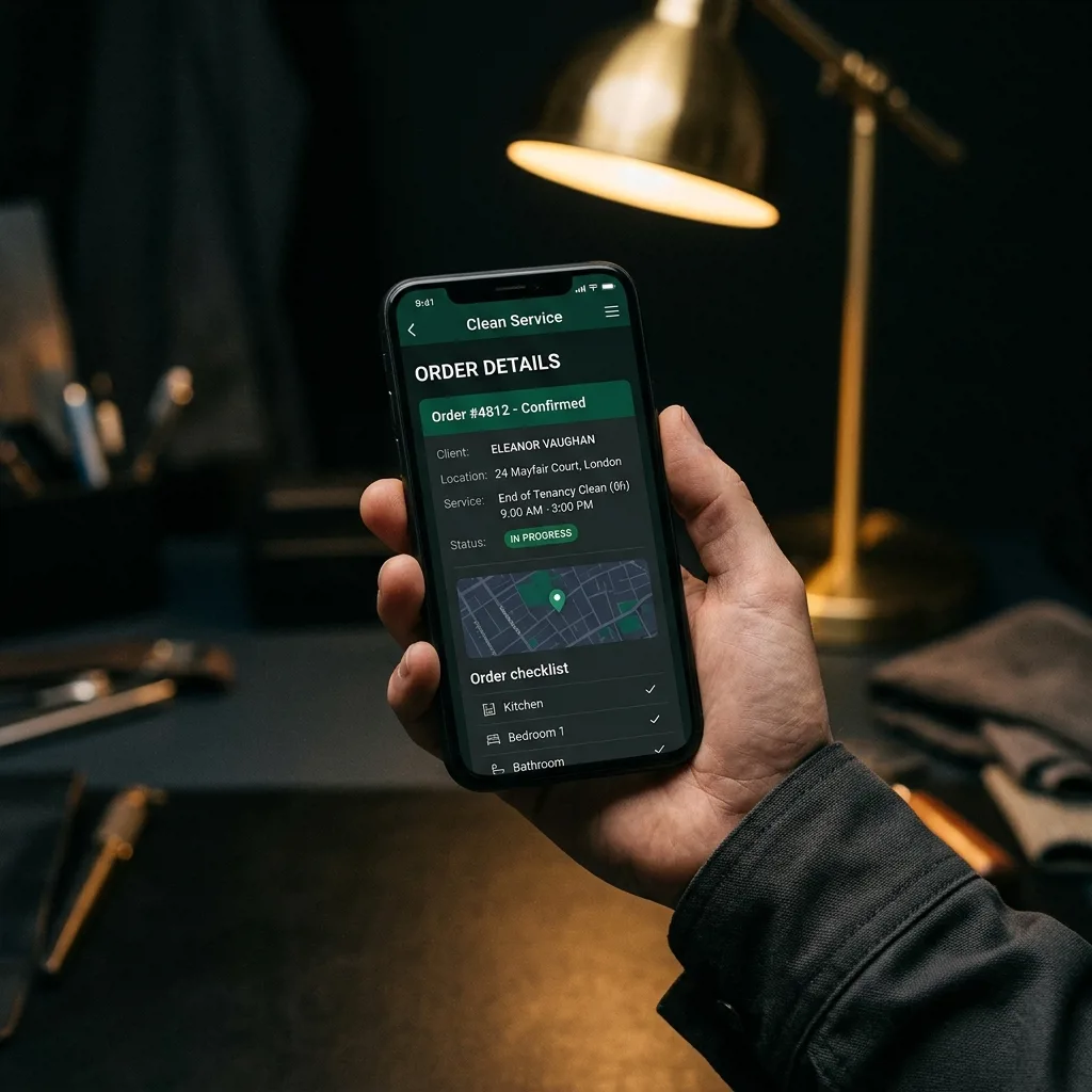 Мобильное приложение Агенты Клининга на смартфоне клинера