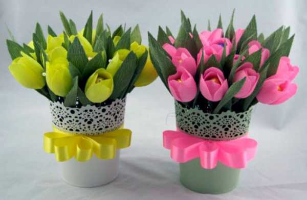 Тюльпаны из гофрированной бумаги своими руками мастер класс